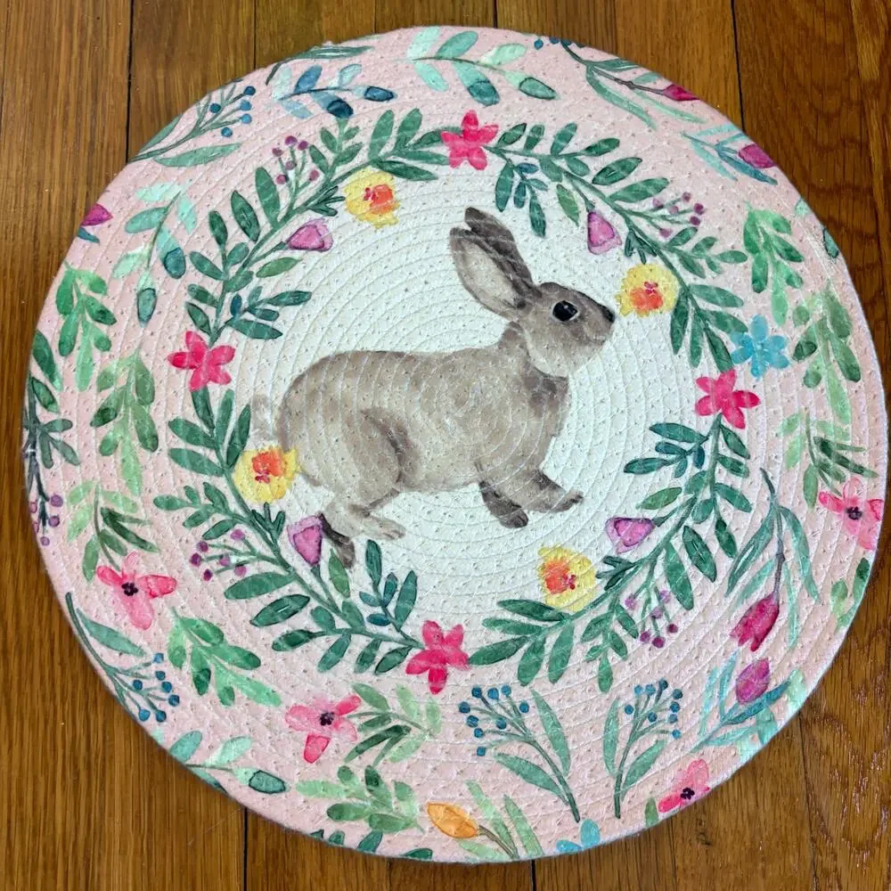 Tahari Home Bunny Placemats Set of 4 Easter Rabbit Spring Table Decor